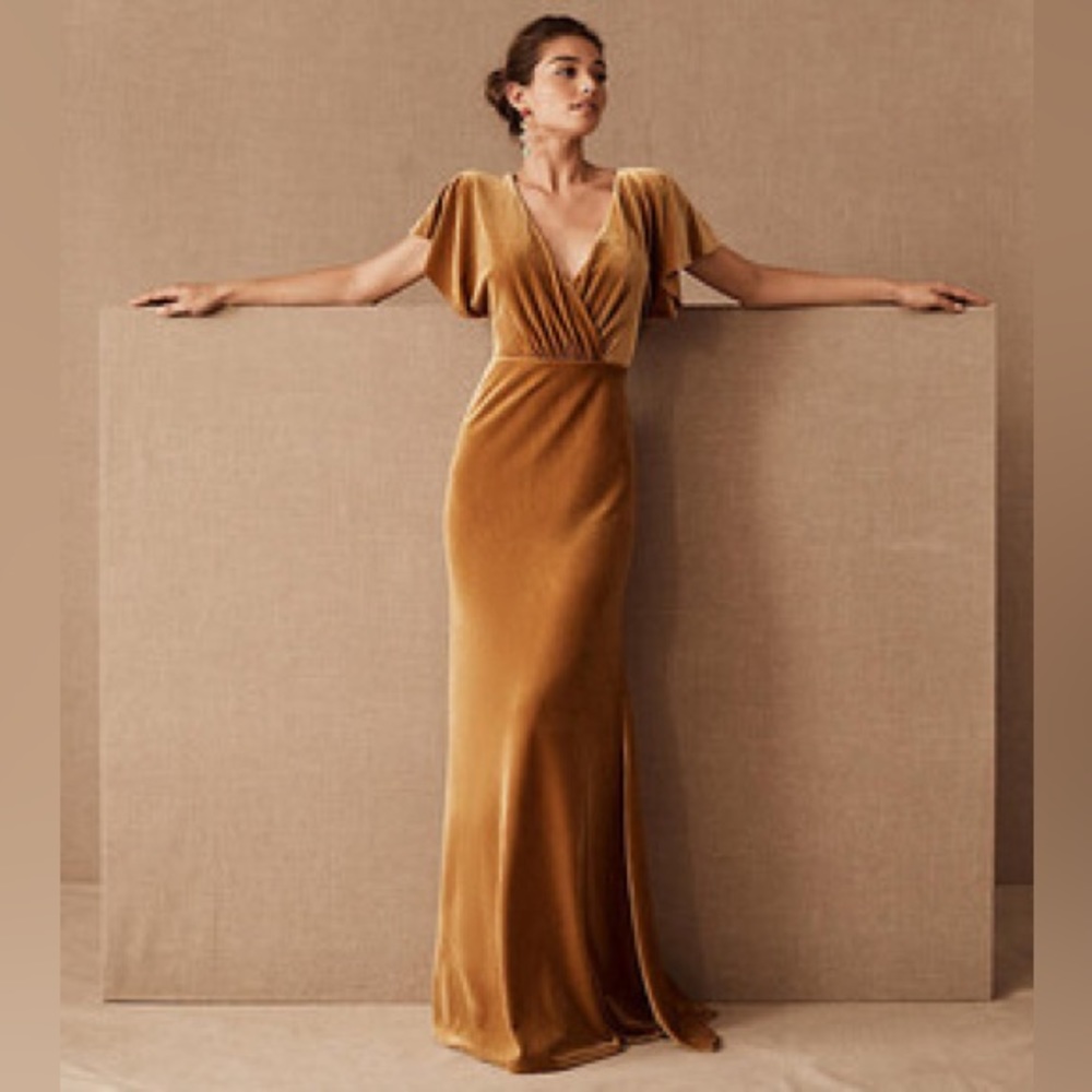 Jenny Yoo Ellis Velvet Dress Marigold